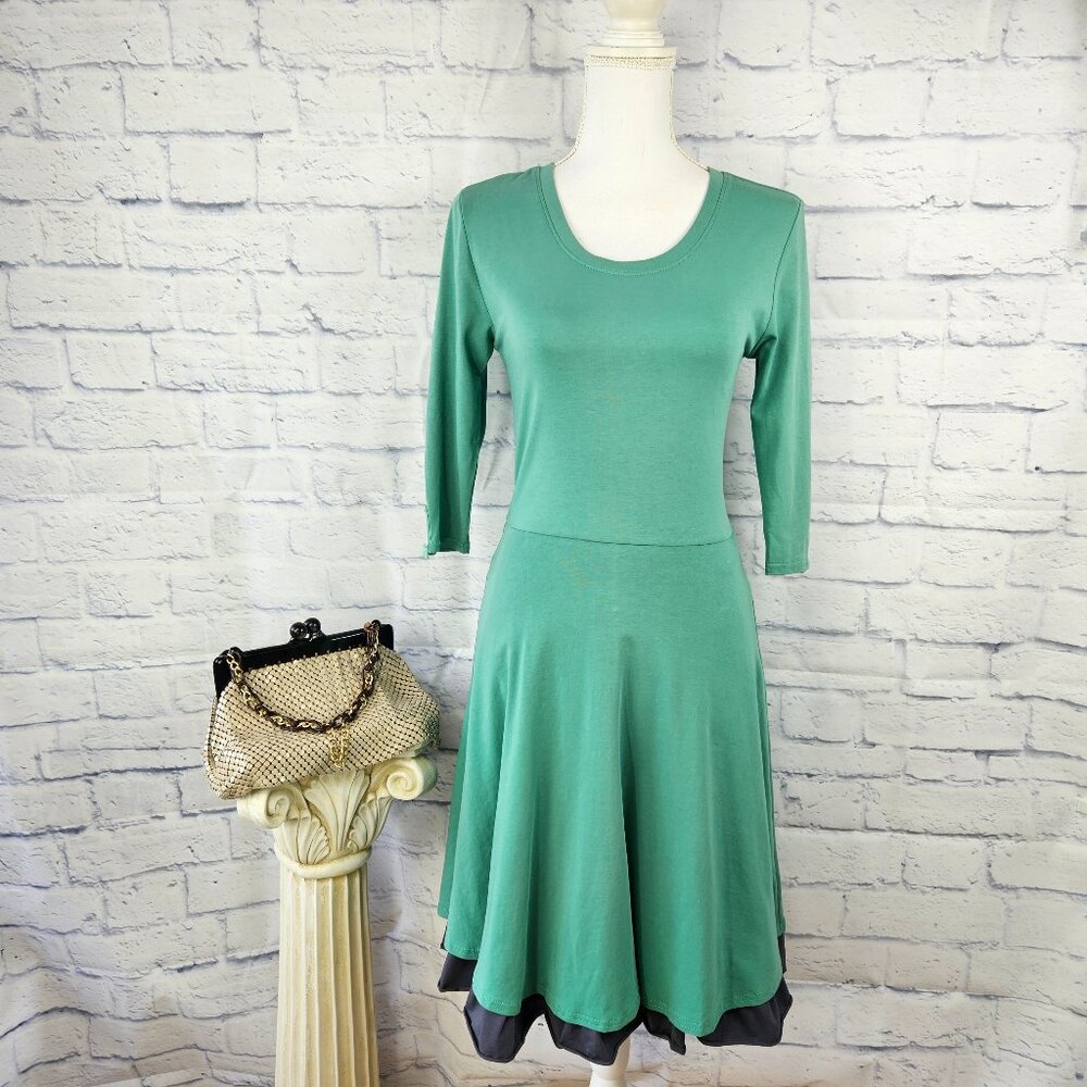 NWT Matilda Jane Joanna Gaines Size XS Green Pastures Fit & Flare 3/4 Slv. Dress
